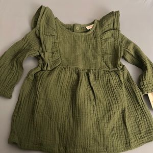 GAUZE RUFFLE SHOULDER DRESS